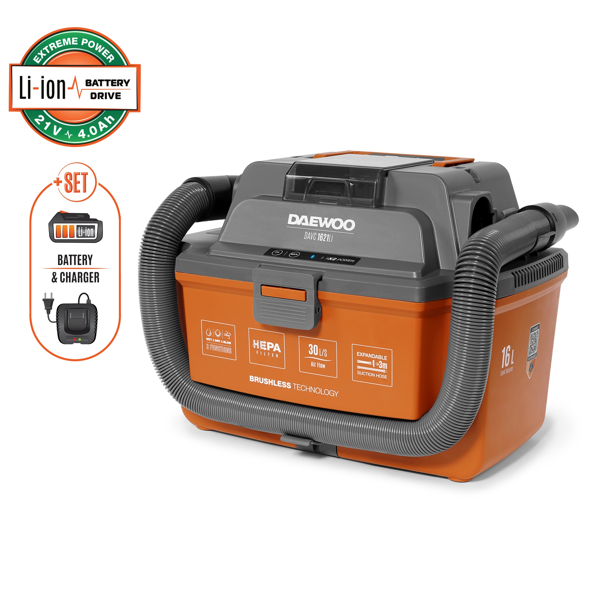 Пылесос аккумуляторный DAVC 1621Li SET DAEWOO Пылесос аккумуляторный DAVC 1621Li SET DAEWOO